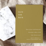 Minimale retro-typemachine voor lettertype bruilof save the date<br><div class="desc">Minimalistisch typemachinetype Typografie Weddenschap Opslaan Datum in Gold Ochre</div>