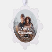 Minimale Retro Typografie 2 Foto Vrolijk Kerstfees Ornament Kaart (Links)