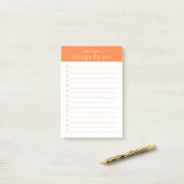 Minimale retro typografie | Oranje monogram Post-it® Notes (Op bureau)