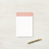Minimale retro typografie | roze monogram post-it® notes (Op bureau)