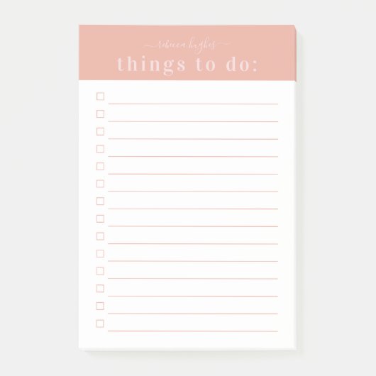 Minimale retro typografie | roze monogram post-it® notes (Voorkant)