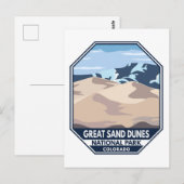 Minimale retro van Great Sand Dunes National Park Briefkaart (Voorkant / Achterkant)