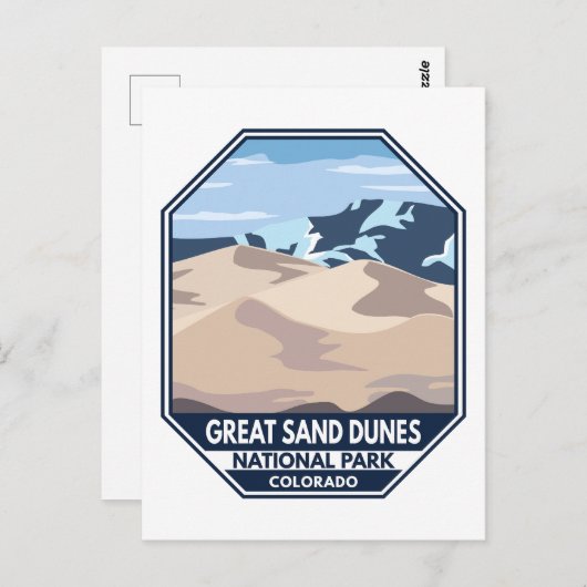 Minimale retro van Great Sand Dunes National Park Briefkaart (Voorkant / Achterkant)