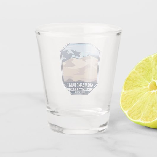 Minimale retro van Great Sand Dunes National Park Shot Glas (Achterkant)