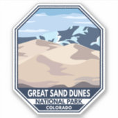 Minimale retro van Great Sand Dunes National Park Sticker (Voorkant)