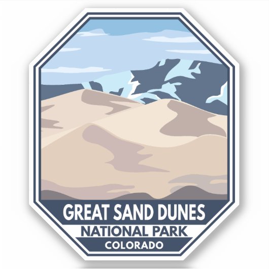 Minimale retro van Great Sand Dunes National Park Sticker (Voorkant)
