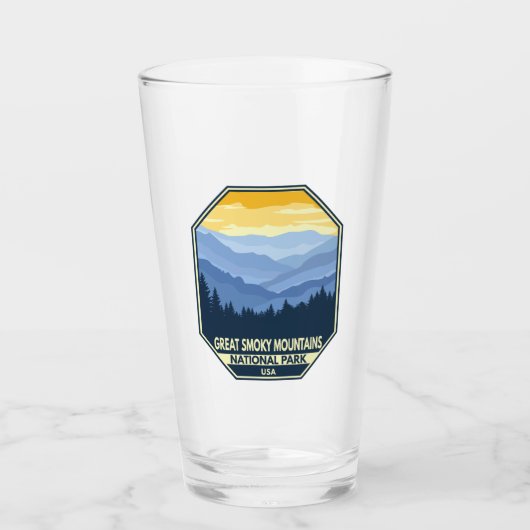 Minimale retro van het nationaal park Great Smoky  Glas (Voorkant)