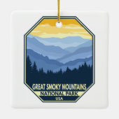 Minimale retro van het nationaal park Great Smoky Keramisch Ornament (Achterkant)