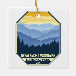 Minimale retro van het nationaal park Great Smoky  Keramisch Ornament
