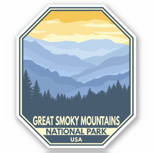 Minimale retro van het nationaal park Great Smoky Sticker (Voorkant)