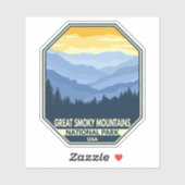 Minimale retro van het nationaal park Great Smoky Sticker (Vel)