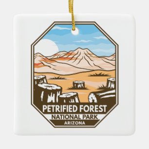 Minimale retro van het nationaal park Petrified Fo Keramisch Ornament