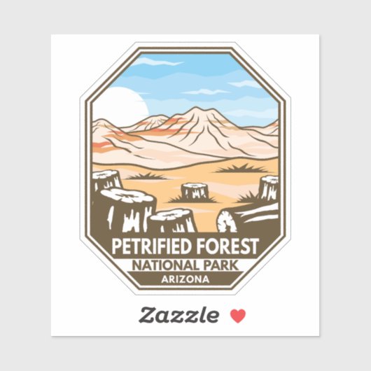 Minimale retro van het nationaal park Petrified Fo Sticker (Vel)