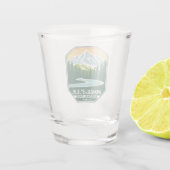 Minimale retro van het nationaal park Wrangell St Shot Glas (Achterkant)