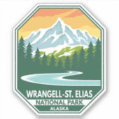 Minimale retro van het nationaal park Wrangell St Sticker (Voorkant)