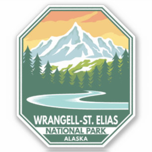 Minimale retro van het nationaal park Wrangell St  Sticker