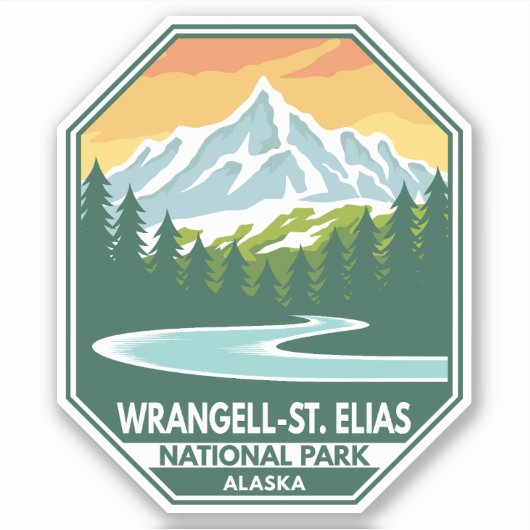 Minimale retro van het nationaal park Wrangell St Sticker (Voorkant)