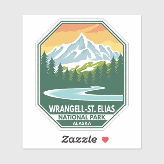 Minimale retro van het nationaal park Wrangell St Sticker (Vel)