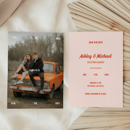 Minimale Retro Volledige Foto Huwelijk  Save The Date