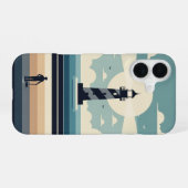 Minimale Retro Vuurtoren iPhone 16 Hoesje (Achterkant horizontaal)