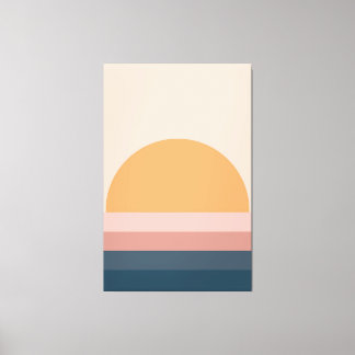 Minimale retro zonsondergang - neutraal canvas afdruk