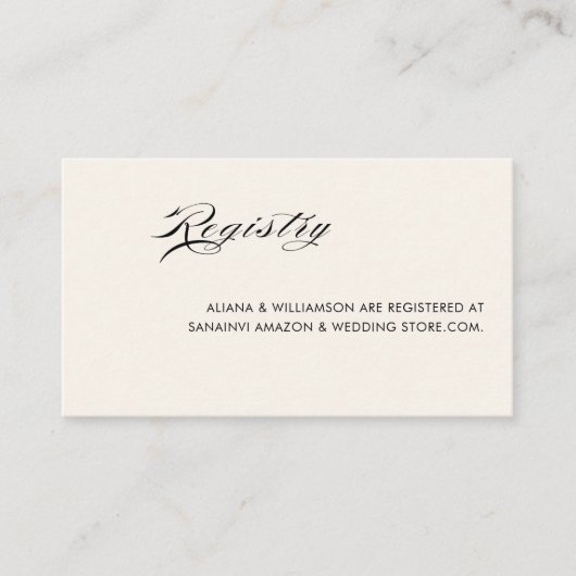 Minimale retro zwart oud geld bruiloft register informatiekaartje (Voorkant)