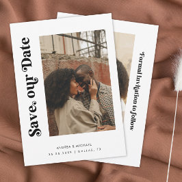 Minimale Retro Zwart Wit 2 Foto's Website Bruiloft Save The Date