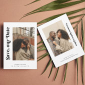 Minimale Retro Zwart Wit 2 Foto's Website Bruiloft Save The Date