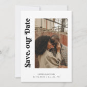 Minimale Retro Zwart Wit 2 Foto's Website Bruiloft Save The Date (Voorkant)