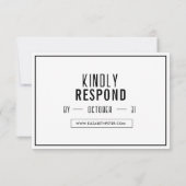 Minimale Retro Zwart Wit Bruiloft RSVP Kaartje (Achterkant)
