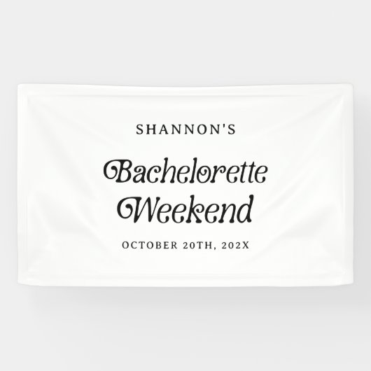 Minimale Retro Zwarte en Witte Bachelorette Weeken Spandoek (Horizontaal)