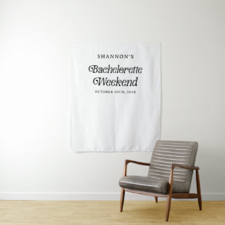 Minimale Retro Zwarte en Witte Meidenavond Weekend Wandkleed