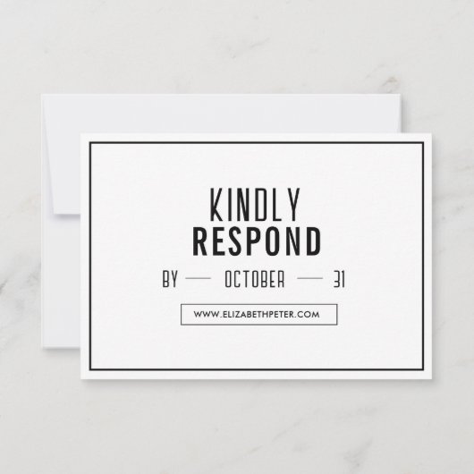 Minimale Retro Zwarte Witte Trouwdag RSVP Kaartje (Achterkant)