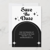 Minimale Retroboog zwart-wit Save The Date (Voorkant)