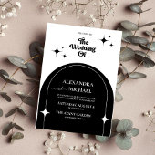 Minimale Retroboog zwarte en witte uitnodiging