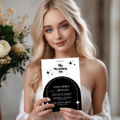 Minimale Retroboog zwarte en witte uitnodiging