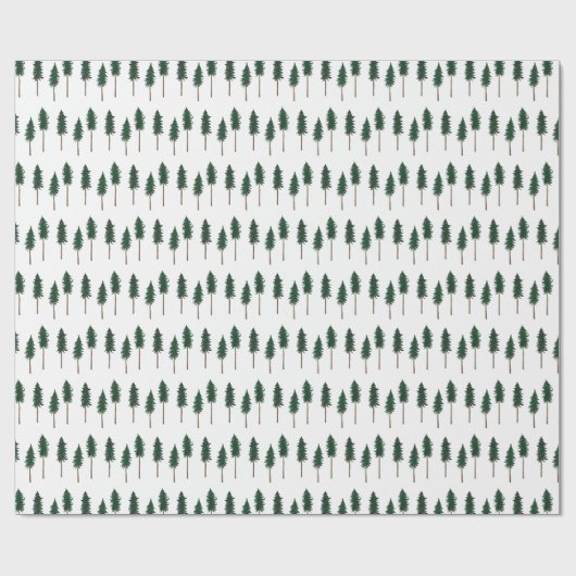 Minimale retrobospatroon winterpingbomen cadeaupapier (Vlak)