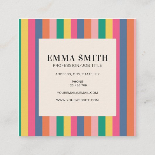 Minimale retrorstripes vierkante visitekaartje (Achterkant)