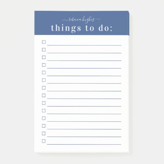 Minimale Retrotypografie | Blauw Monogram Post-it® Notes (Voorkant)