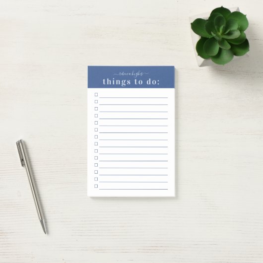 Minimale Retrotypografie | Blauwe Monogram Post-it® Notes (Kantoor)