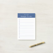 Minimale Retrotypografie | Blauwe Monogram Post-it® Notes (Op bureau)