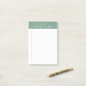 Minimale Retrotypografie | Groen monogram Post-it® Notes (Op bureau)