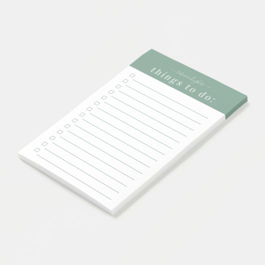 Minimale Retrotypografie | Groen monogram Post-it® Notes (Schuin)