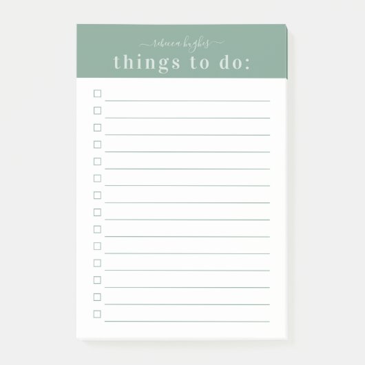 Minimale Retrotypografie | Groen monogram Post-it® Notes (Voorkant)