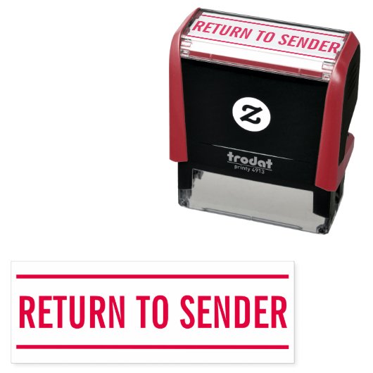 Minimale "RETURN TO SENDER" Rubberstempel Zelfinktende Stempel (In situ)