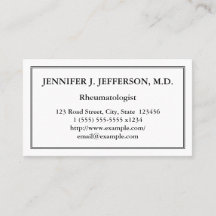 Minimale reumatoloog Visitekaartje