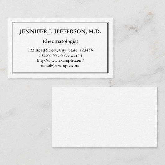 Minimale reumatoloog Visitekaartje (Voorkant / Achterkant)