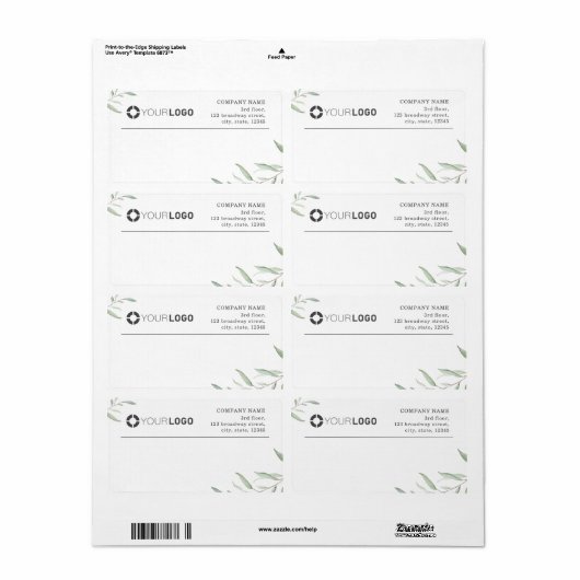 Minimale reusachtige groene logo bedrijfsverzendin etiket (Full Sheet)