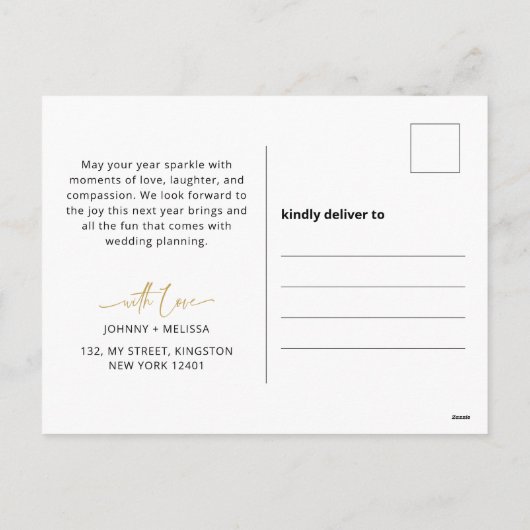 Minimale ring in het nieuwe jaar Verloving Feestdagenkaart (Achterkant)