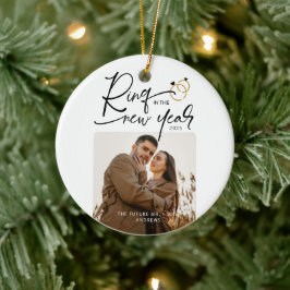 Minimale ring in het nieuwe jaar Verloving Keramisch Ornament